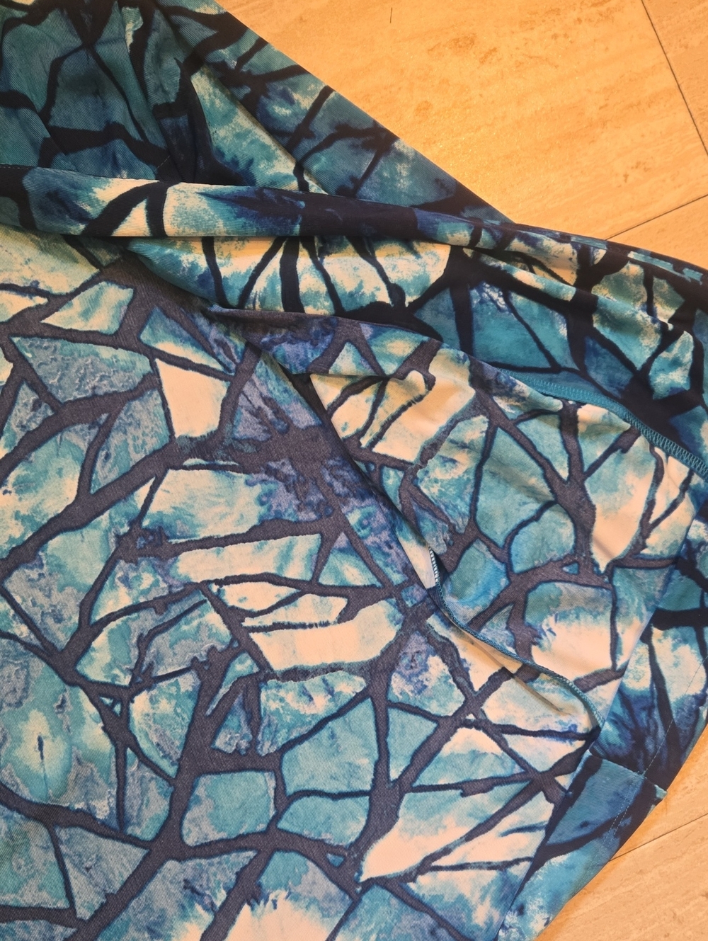 Easywear By Chico's Shades of Blue Design Print Open Front Cardigan - Picture 7 of 8
